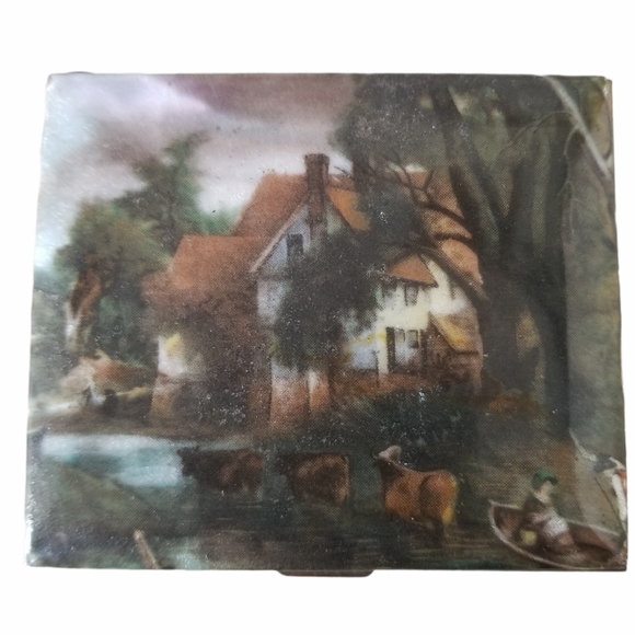 Vintage Schildkraut Cloisoinne Goldtone Compact with Mirror - Picture 12 of 12